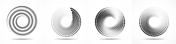 Set of abstract dotted circles. Halftone dots in circular form. Vector logo - Vector, Image