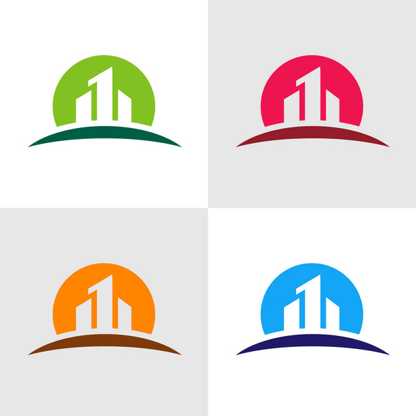 Modello di logo immobiliare, concetto di costruzione di edifici, disegno di illustrazione vettoriale
 - Vettoriali, immagini