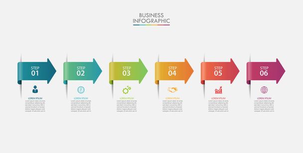 Modelo de infográfico de negócios de apresentação com 6 opções. - Vetor, Imagem
