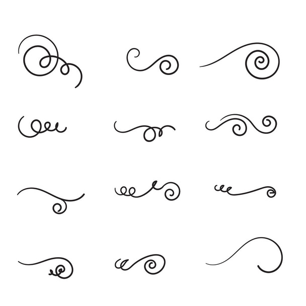 Hand drawn flourishes swirls, text dividers, wedding decor design elements.doodle style vector - Vektor, Bild
