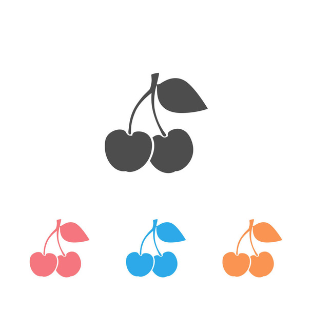 Cherry icon set on white. vector - Vector, Image