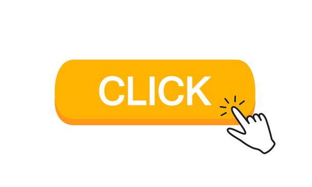 Haga clic en botón con puntero del cursor de mano haciendo clic. Ilustración vectorial
 - Vector, Imagen