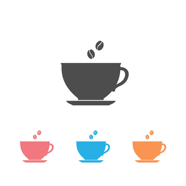 Csésze kávét. Kávé csésze ikon készlet. Fehér háttéren izolált kávésikon - Vektor, kép