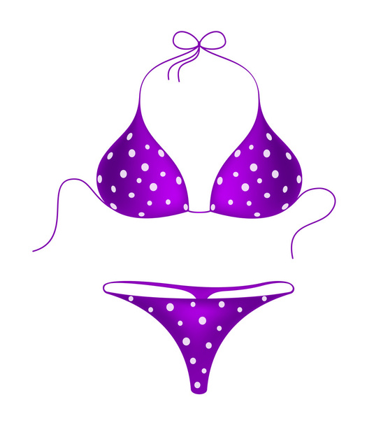 Purple bikini suit with white dots - Vector, Image