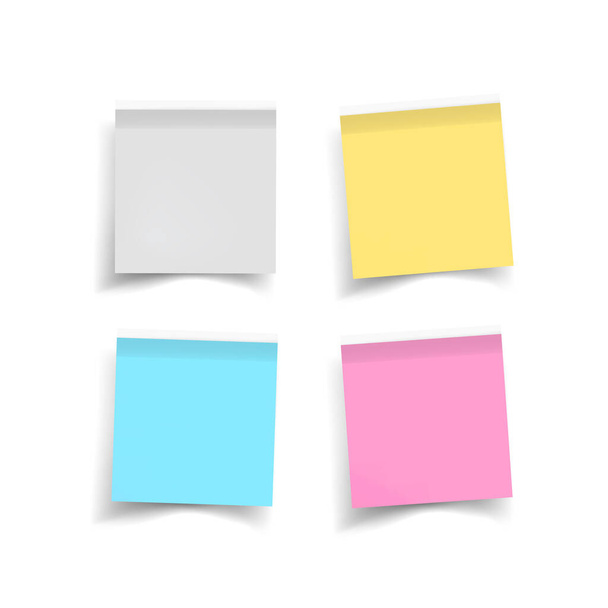Set van kleur stickers papieren. Notitie papier met gekrulde hoek. Vector geïsoleerd op witte achtergrond - Vector, afbeelding