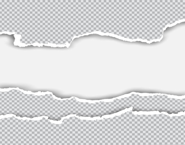 白いベクトルの背景にテキストまたはメッセージのための正方形の裂けた水平紙ストリップ - ベクター画像