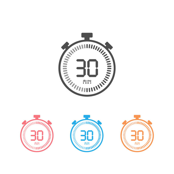 The 30 minutes, stopwatch vector icon set, digital timer. Clock and watch, timer, countdown symbol - Vector, Image