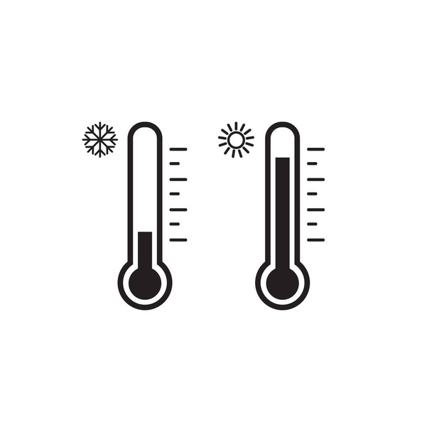Zestaw ikon termometru. Gorąca i zimna pogoda. Wektor. Izolacja - Wektor, obraz