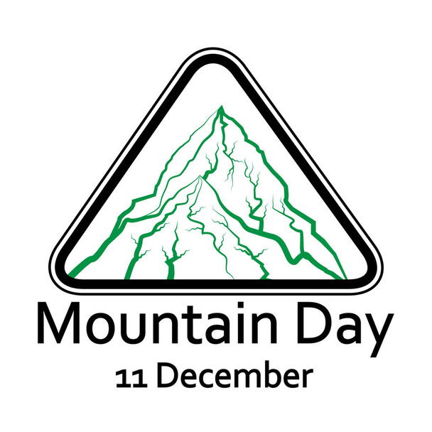 Mezinárodní horský den, 11. prosince, extrémní hory skalní krajina silueta příroda venkovní vektor s ručně kresleným - Vektor, obrázek