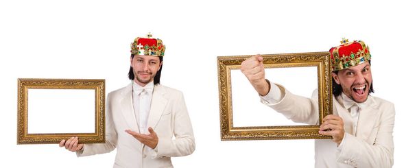 král s rámečkem na obrázek na bílém pozadí - Fotografie, Obrázek