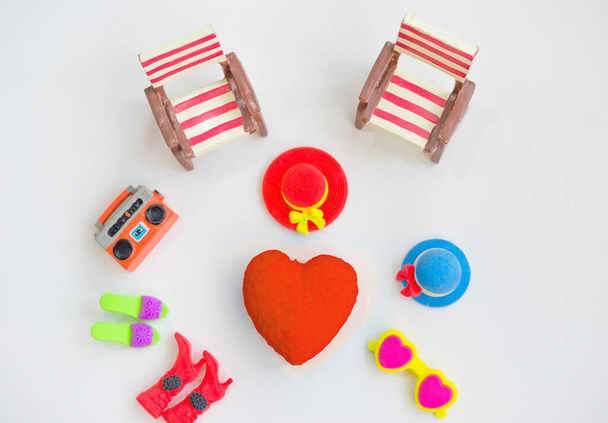 Two Hearts on miniature chair,relax and rest concept. - Photo, Image