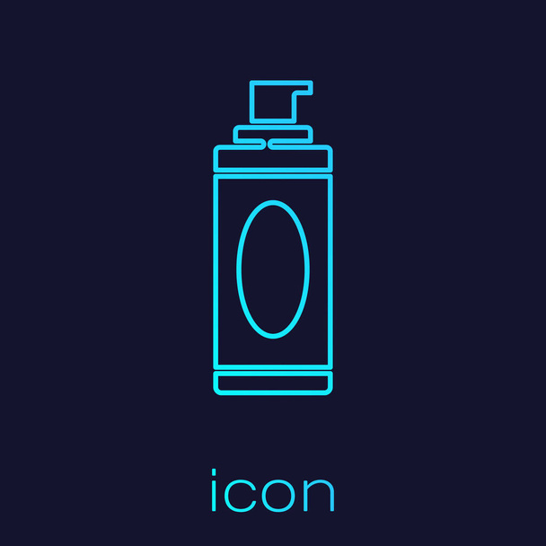 Turquoise line Shaving gel foam icon isolated on blue background. Shaving cream.  Vector Illustration - Vector, Image