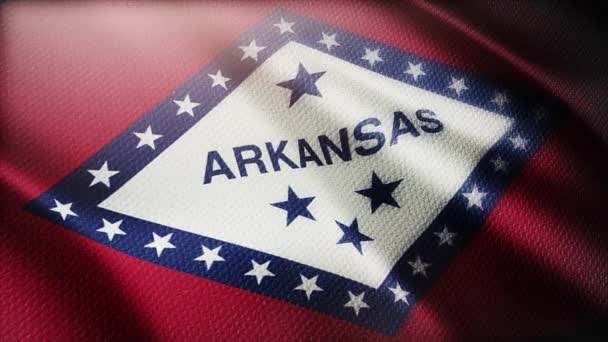 4k Arkansas flag,state in United States America,cloth texture loop background. - Footage, Video