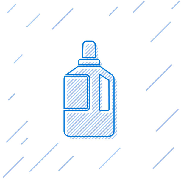 青い線白い背景に分離されたファブリック柔らかいアイコン。液体洗濯洗剤、コンディショナー、洗浄剤、漂白剤。ベクターイラスト - ベクター画像
