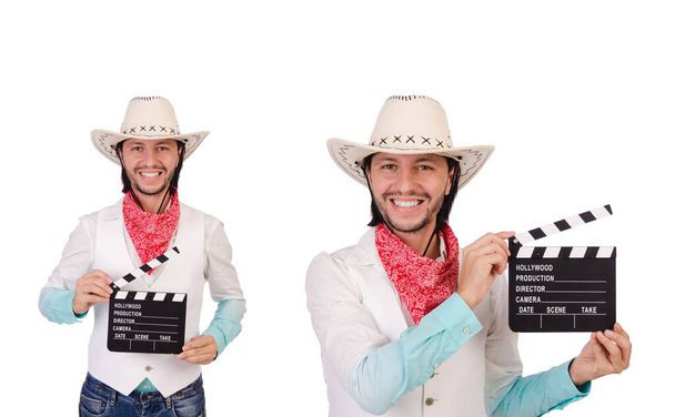Cowboy eristetty valkoisella taustalla
 - Valokuva, kuva