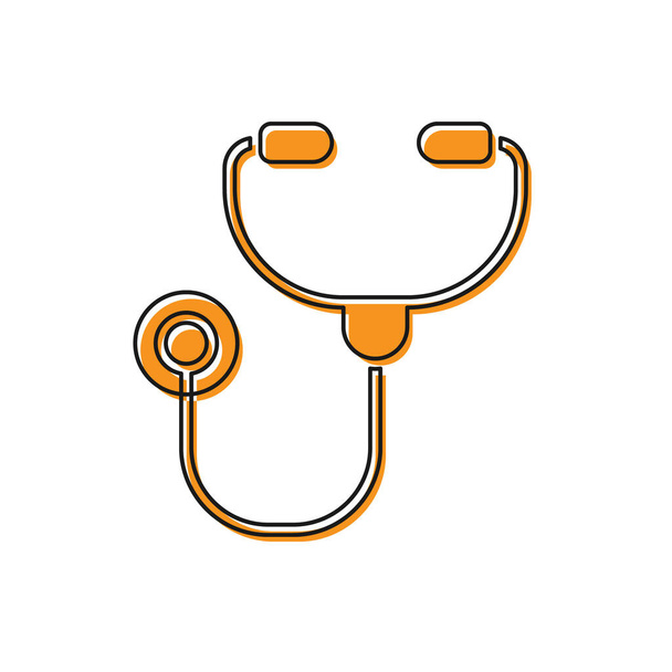 Icona dello strumento medico dello stetoscopio arancione isolata su sfondo bianco. Illustrazione vettoriale
 - Vettoriali, immagini