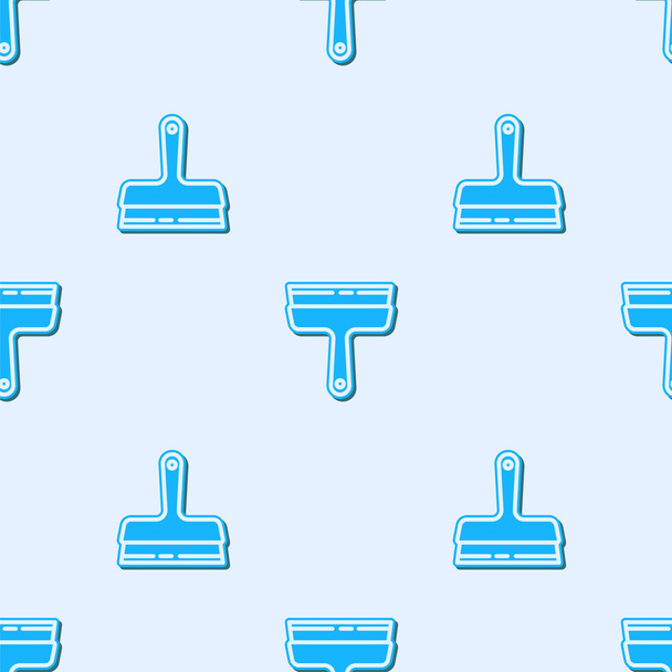 Linha azul Serviço de limpeza com de limpador de borracha para janelas ícone isolado padrão sem costura no fundo cinza. Raspador, raspador, limpador. Ilustração vetorial
 - Vetor, Imagem