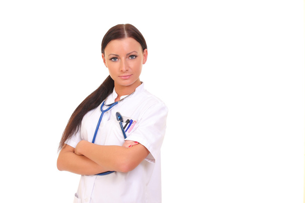 Beautiful nurse with a stethoscope - Photo, image