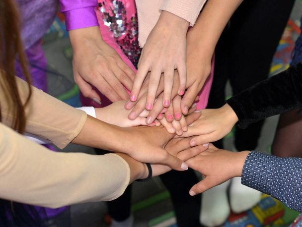 children hold hands together - Photo, Image