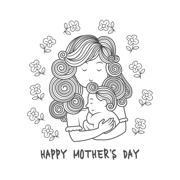 Mother's day background with happy family Free Vector - Photo, Image