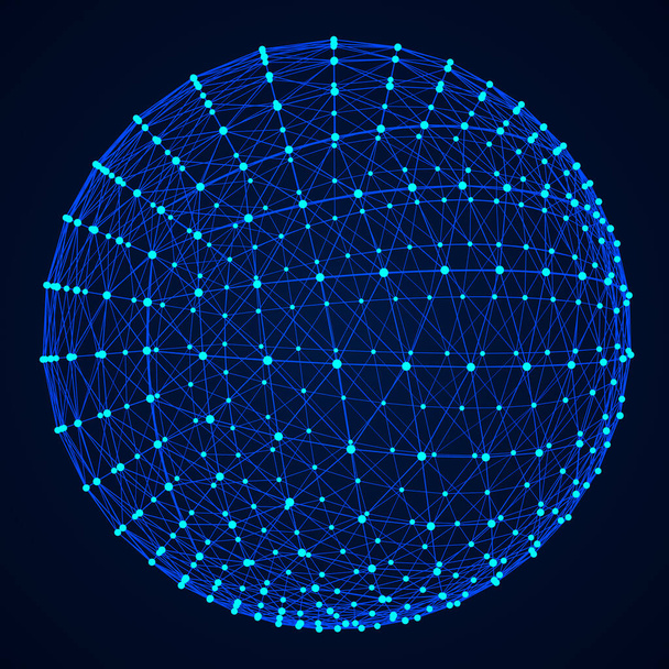 Sphère futuriste aux multiples points. Un vortex abstrait. Illustration dans le style spatial. rendu 3D. - Photo, image
