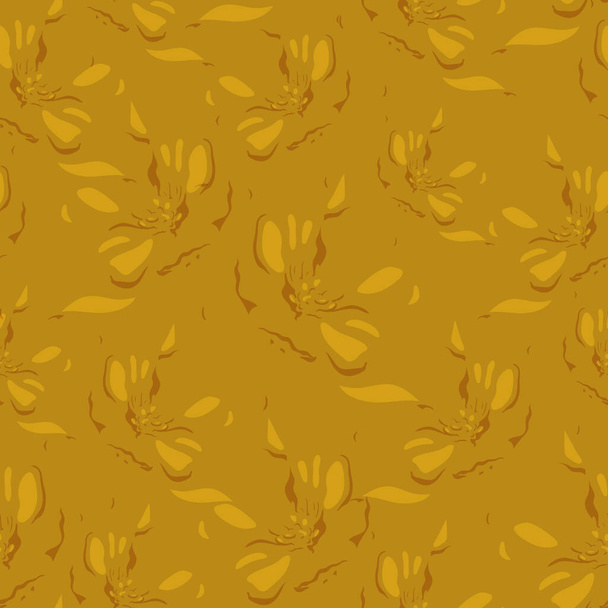 黄色の背景にケムニクのシームレスなベクトルパターン。冬の花のパターン。印刷、織物、デザイン、デザイン、チラシ、挨拶、ウェブサイト、壁紙や包装紙のための使用. - ベクター画像