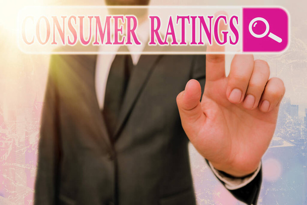 Schreiben Notiz zeigt Consumer Ratings. Geschäftsfotos, die das Feedback der Kunden nach dem Kauf von Produkt oder Dienstleistung zeigen. - Foto, Bild