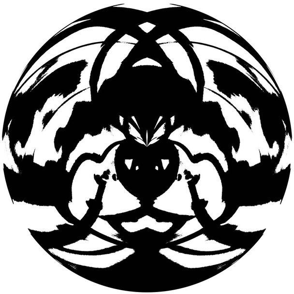 Black-White Round Grunge Overlay Element. Circle Pattern, Logo, Badge, Label, Icon. Abstract Distress Texture Backdrop. Dirty Vintage Monochrome Vector Illustration Background. Brush Strokes Template - Valokuva, kuva