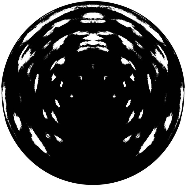 Fekete-fehér kerek grunge fedőelem. Kör minta, logó, jelvény, címke, ikon. Absztrakt nyomasztó textúra háttér. Piszkos Vintage monokróm vektor illusztráció háttér. Ecsetvonások sablonja - Fotó, kép