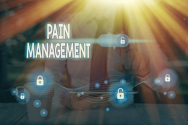 Text sign showing Pain Management. Conceptual photo a branch of medicine employing an interdisciplinary approach. - Photo, Image
