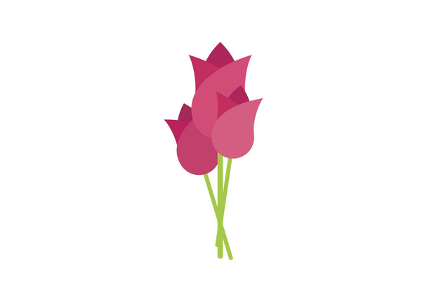 Аромат розового вектора иконок тюльпанов. Розовый тюльпаны значок изолирован на белом фоне. Простая икона Тюльпан. Цветочный клип
 - Вектор,изображение