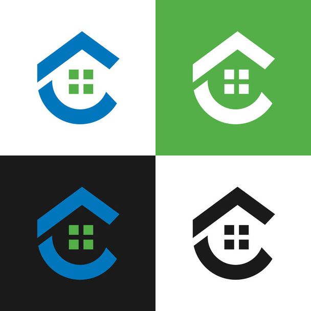 Šablona loga domu C, design vektorové ilustrace domovské ikony - Vektor, obrázek