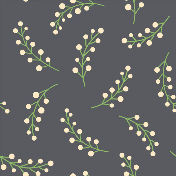 Seamless pattern with sprigs of berries. Berries are on a white background - Wektor, obraz