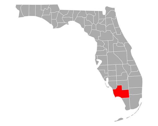 Map of Collier in Florida - Vector, Image