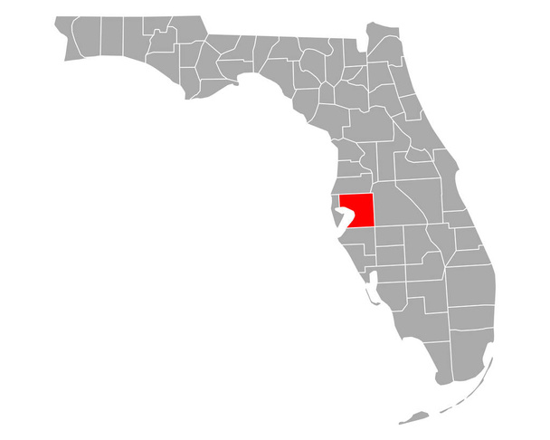 Mapa Hillsborough na Florydzie - Wektor, obraz