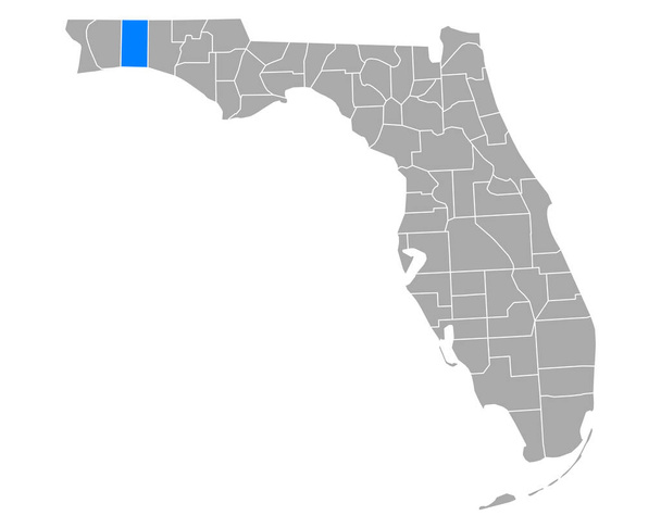 Mapa de Okaloosa en Florida
 - Vector, imagen