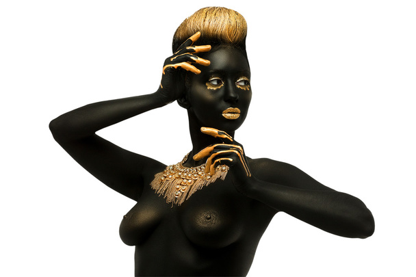 dark-skinned with golden decor - Photo, image
