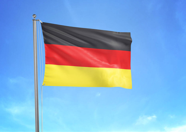Bandera de Alemania ondeando en el cielo nublado ilustración 3D
 - Foto, imagen