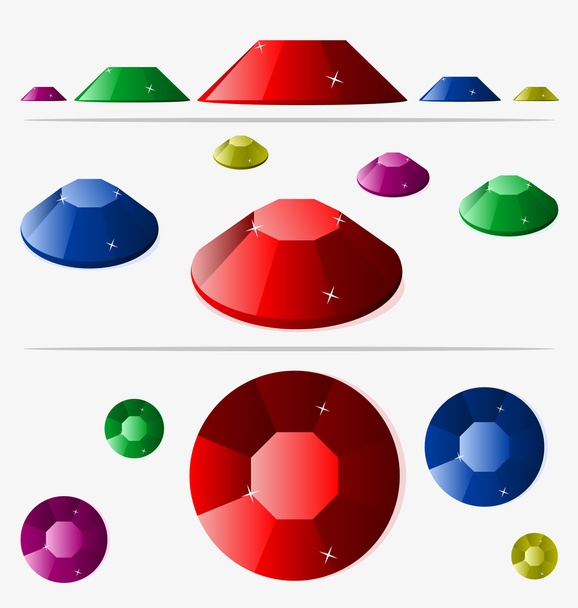 Kristalle in verschiedenen Farben und Winkeln - Vektor, Bild