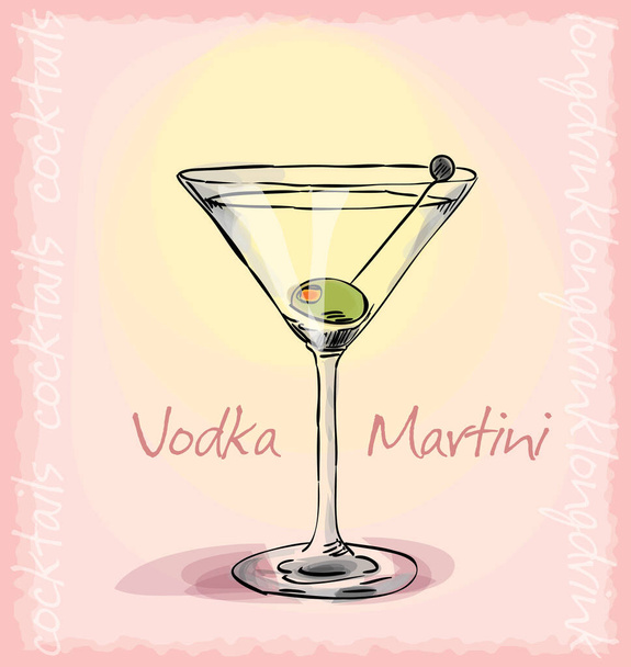 vector schets illustratie van Vodka martini cocktail - Vector, afbeelding