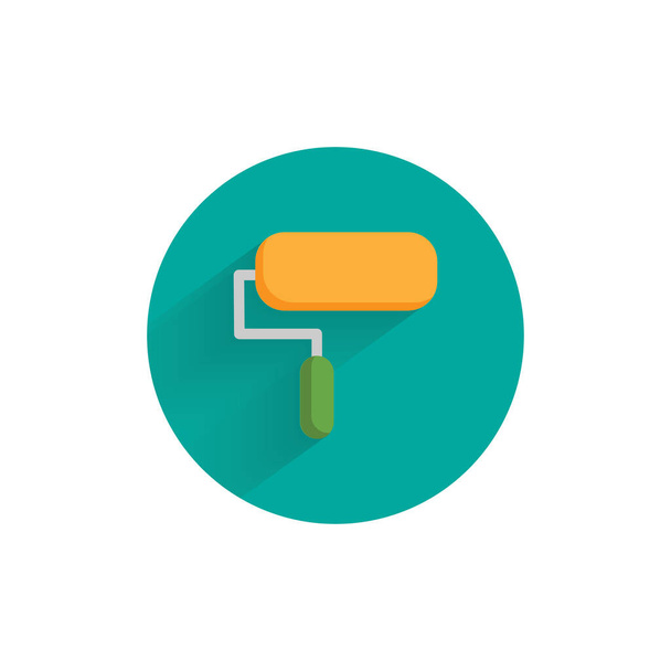 painting roller colorful flat icon with long shadow. painting tool flat icon - Vector, Image