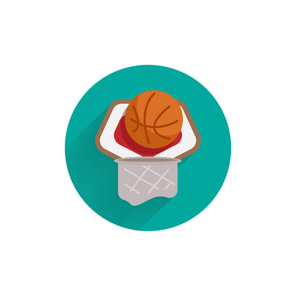 icône plate colorée de basket avec l'ombre longue. icône plat de basket
 - Vecteur, image