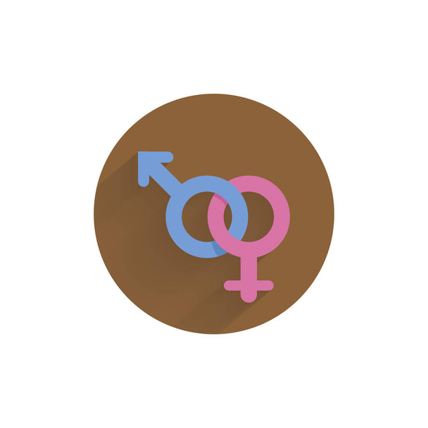 Gender-Zeichen buntes flaches Symbol mit langem Schatten. Männliche und weibliche Flach-Ikone - Vektor, Bild