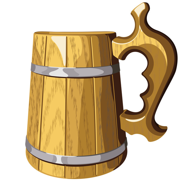 houten bier mok vector.no mash, geen kleurovergang - Vector, afbeelding