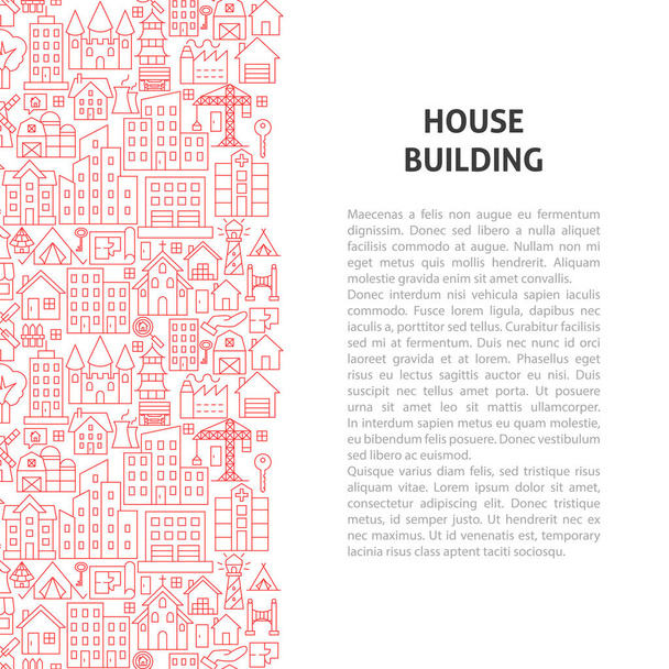 House Building Line Pattern έννοια - Διάνυσμα, εικόνα