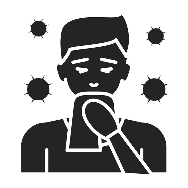 Glyphe nez coulant icône noire. Maladies infectieuses, rhumes, grippe. Pictogramme pour page web, application mobile, promo. UI UX GUI élément de conception
. - Vecteur, image