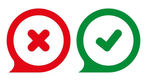 tick and cross icon on white background - Vector, Image