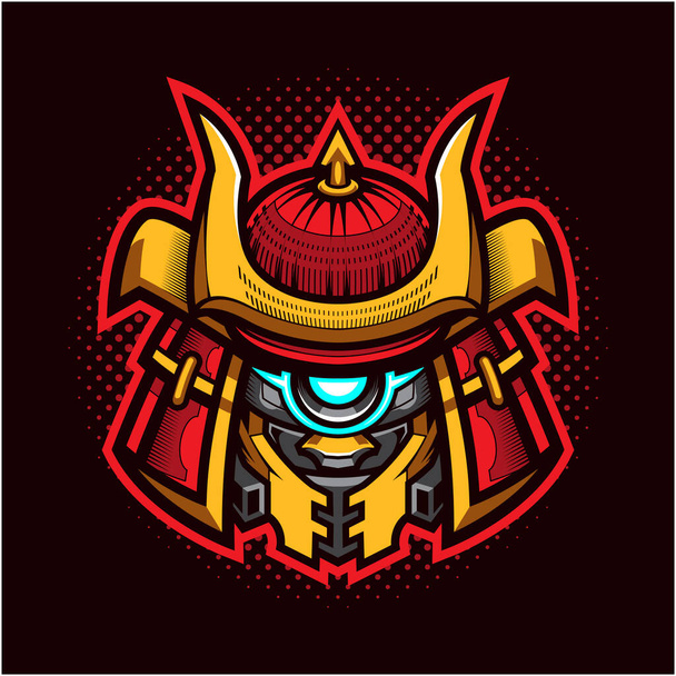 Logo maskotki głowy robota Shogun - Wektor, obraz