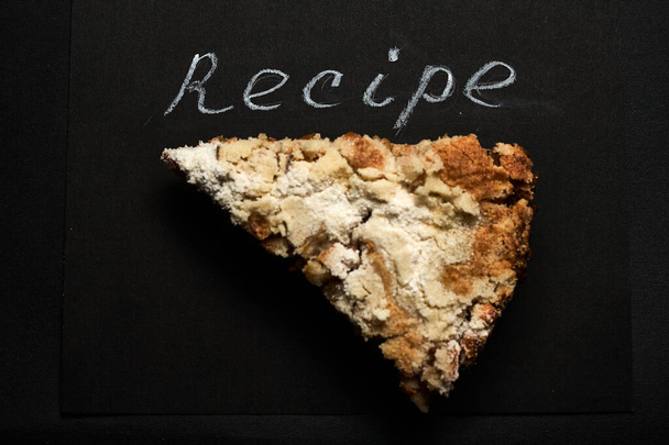 Homemade pie recipe blank template banner with piece of cake. - Photo, Image