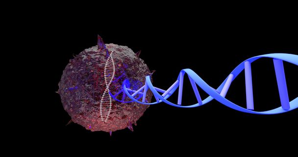 Célula de vírus - DNA - Fundo preto
 - Foto, Imagem